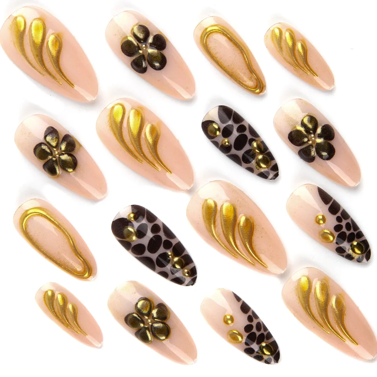 24pcs Gold Leopard Nail – Nail Care - Image 3