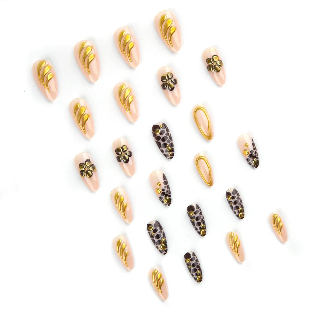 24pcs Gold Leopard Nail – Nail Care - Image 4