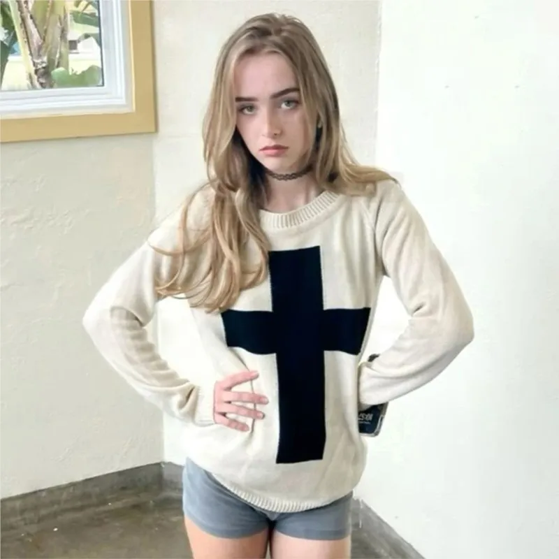 Retro Cross Tee – Black Sweaters - Image 2