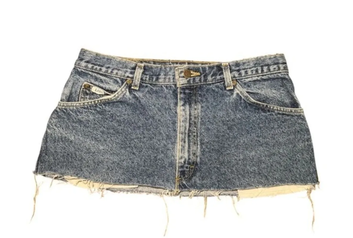 Applique Print Denim Skirt – Blue - Image 4
