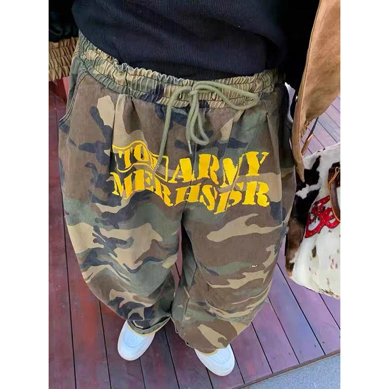 Army Green Baggy Camouflage Pants - L – Trousers & Joggers - Image 2
