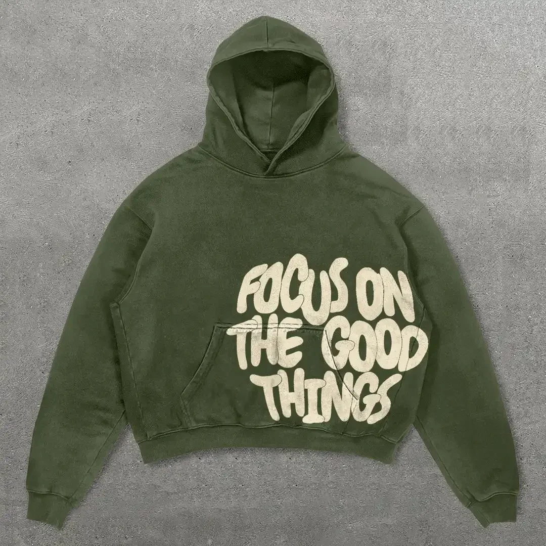 Focus On The Good Things Hoodie – Green Hoodies & Sweatshirts