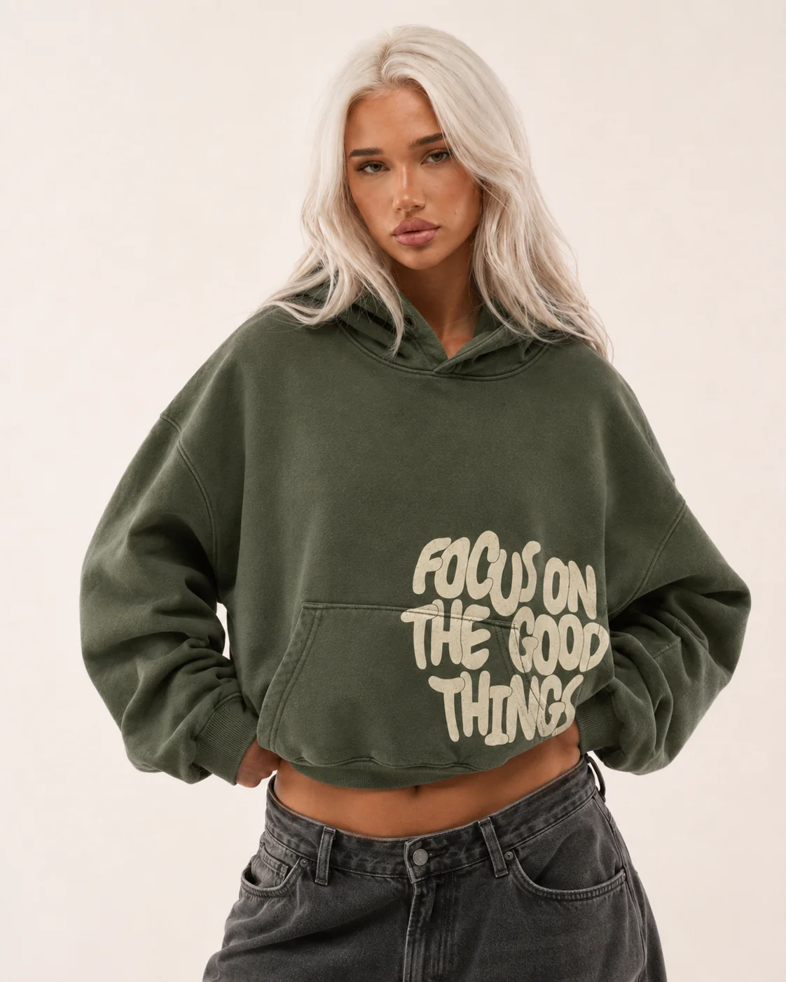 Focus On The Good Things Hoodie – Green Hoodies & Sweatshirts - Image 3