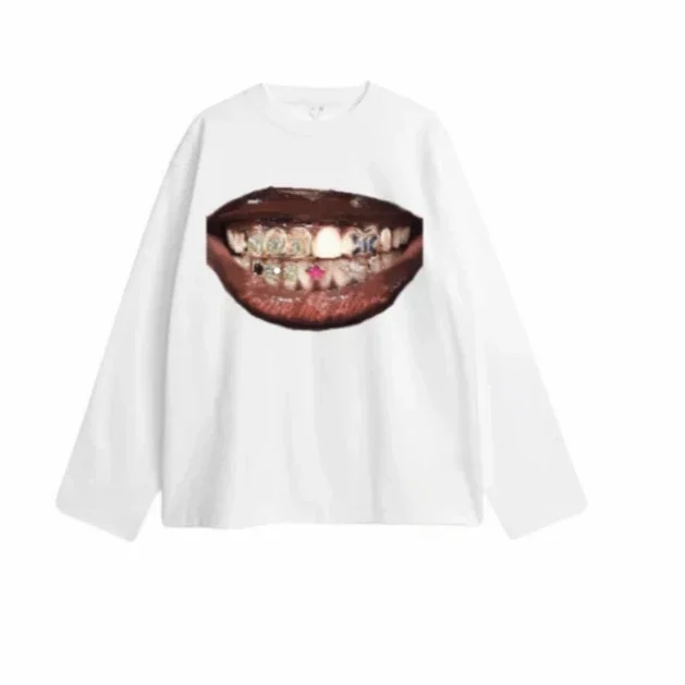 Long Sleeve Grillz Tee – White T-Shirt - Image 2
