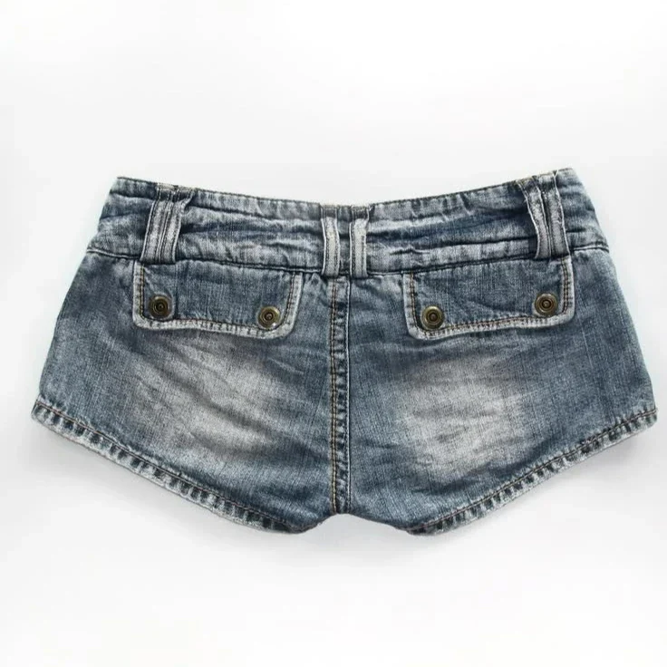 Low Waist Denim Shorts – Blue - Image 4