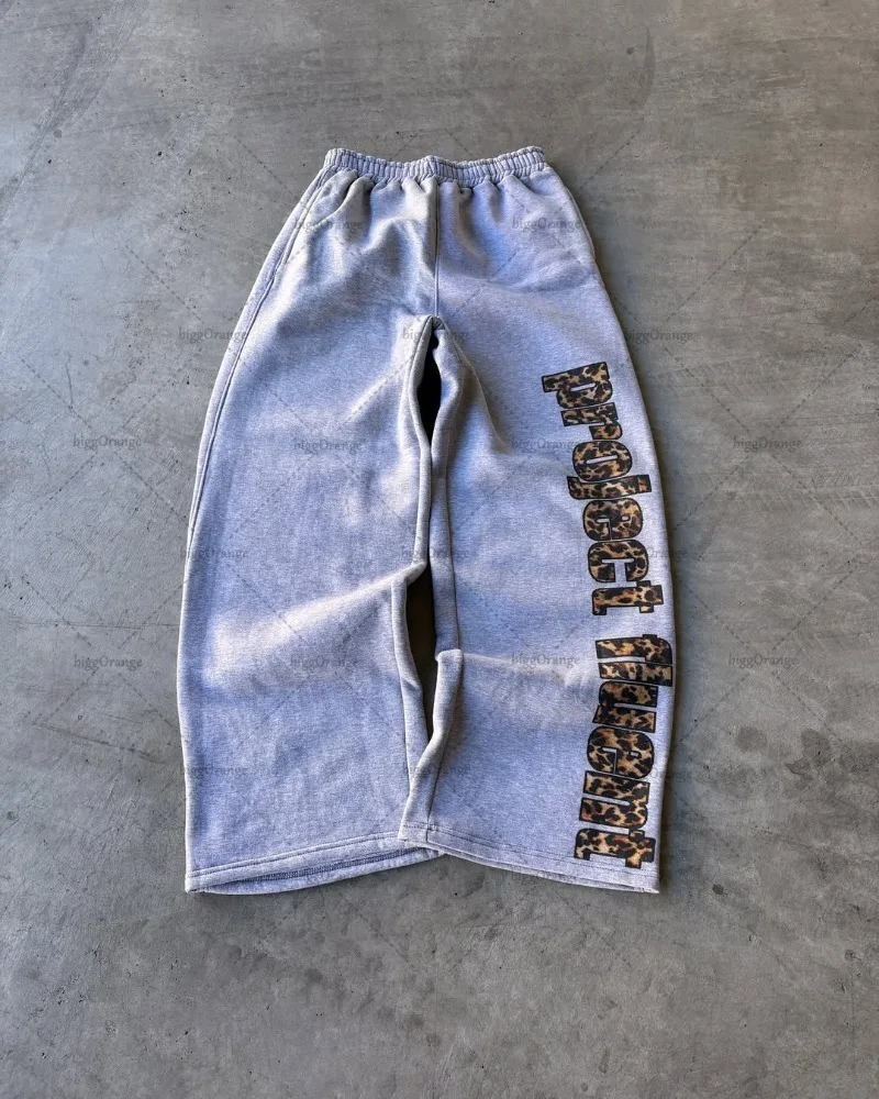 Leopard Print Sweatpants – Gray Trousers & Joggers