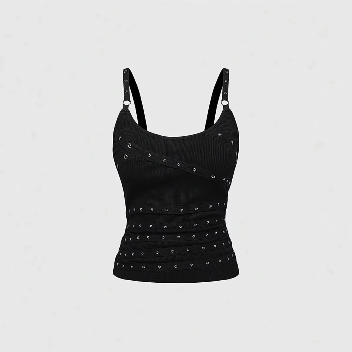 Lace Trim Cami Top – Black - Image 5