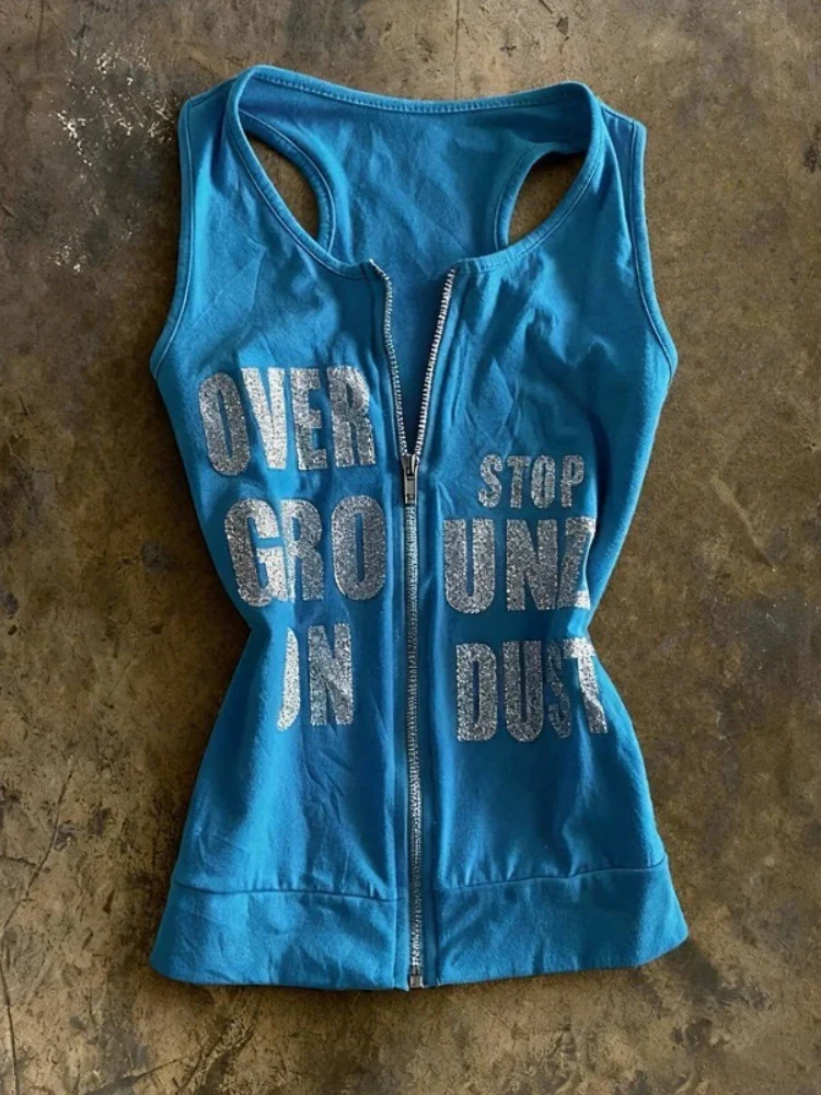 Y2K Zip Graphic Tank Top - Image 4