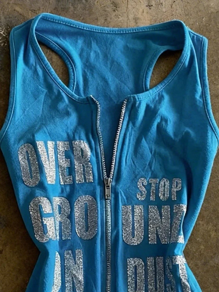 Y2K Zip Graphic Tank Top - Image 6