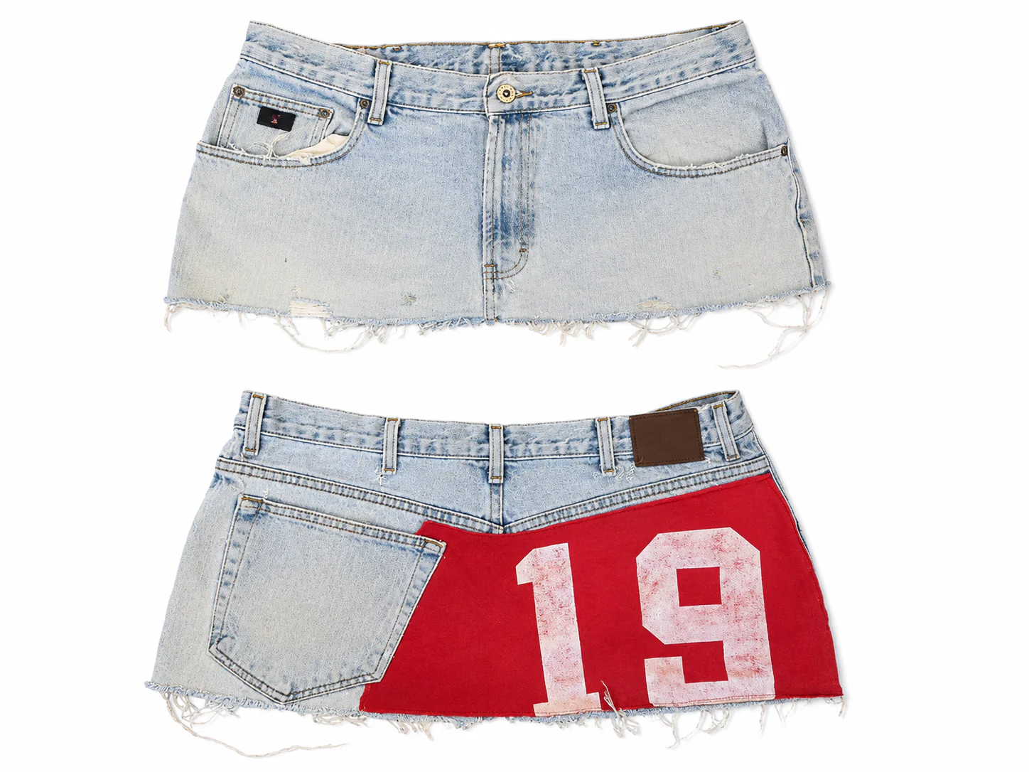 Red Applique Print Denim Skirt - Image 3