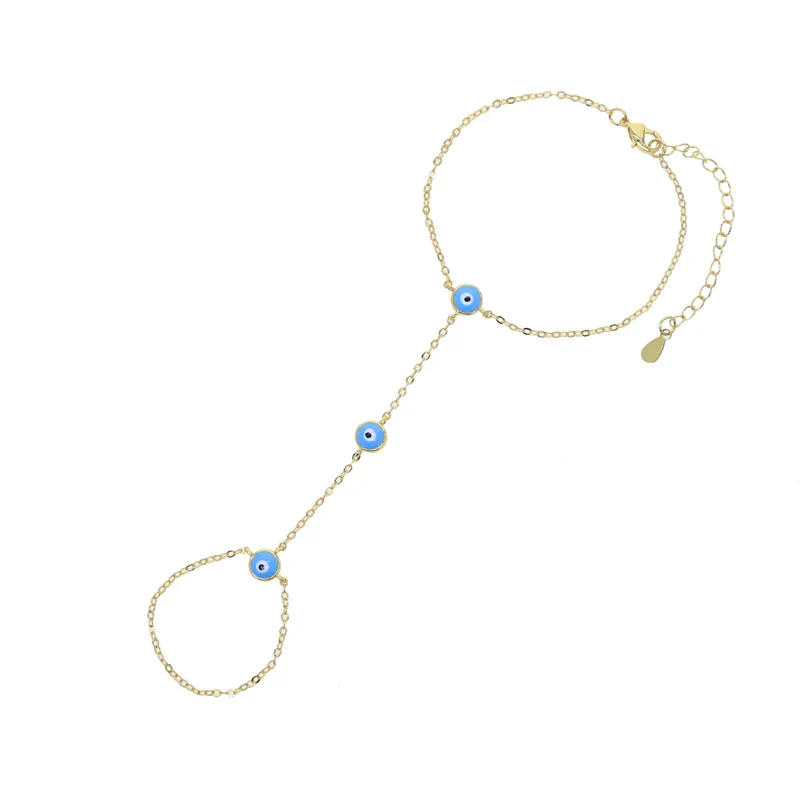 Enamel Evil Eye Charm Chain Bracelet - Image 6