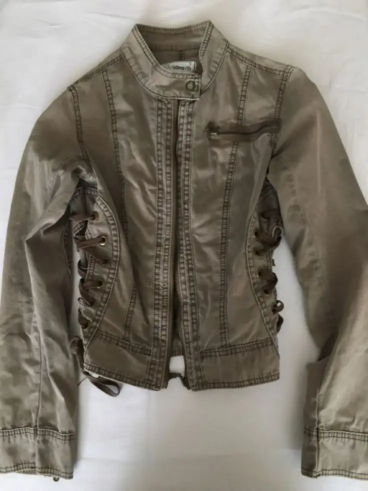 Army Green Zipper Winter Jacket - Image 2