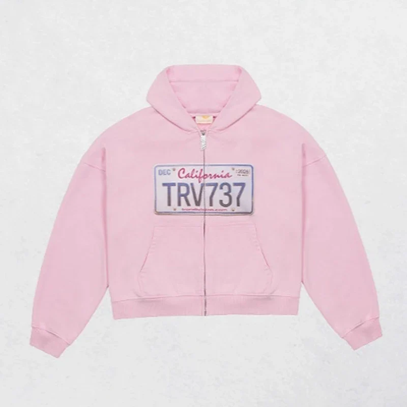 Urban License Plate Zip Hoodie – Gray Hoodies & Sweatshirts - Image 8
