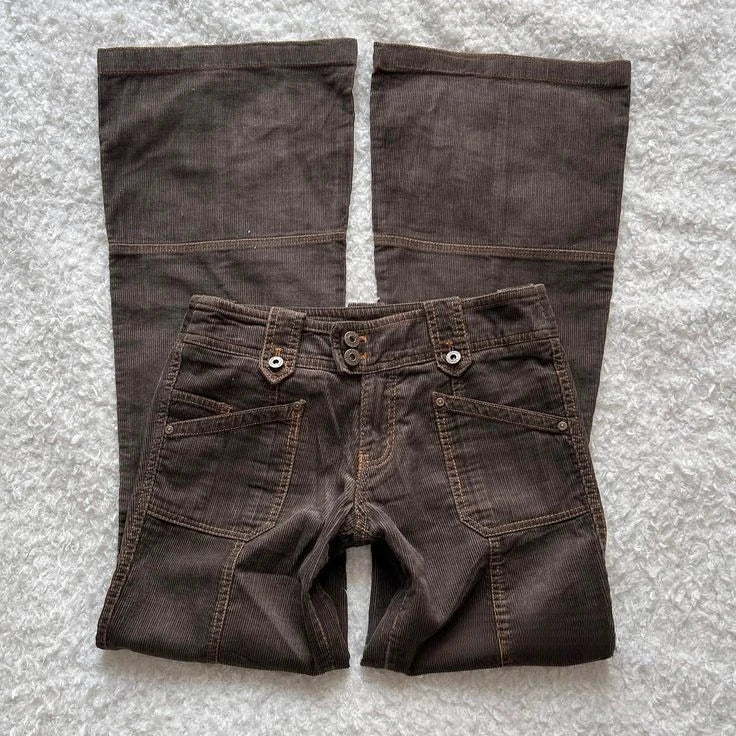 Low Rise Flare Jeans – Brown - Image 2