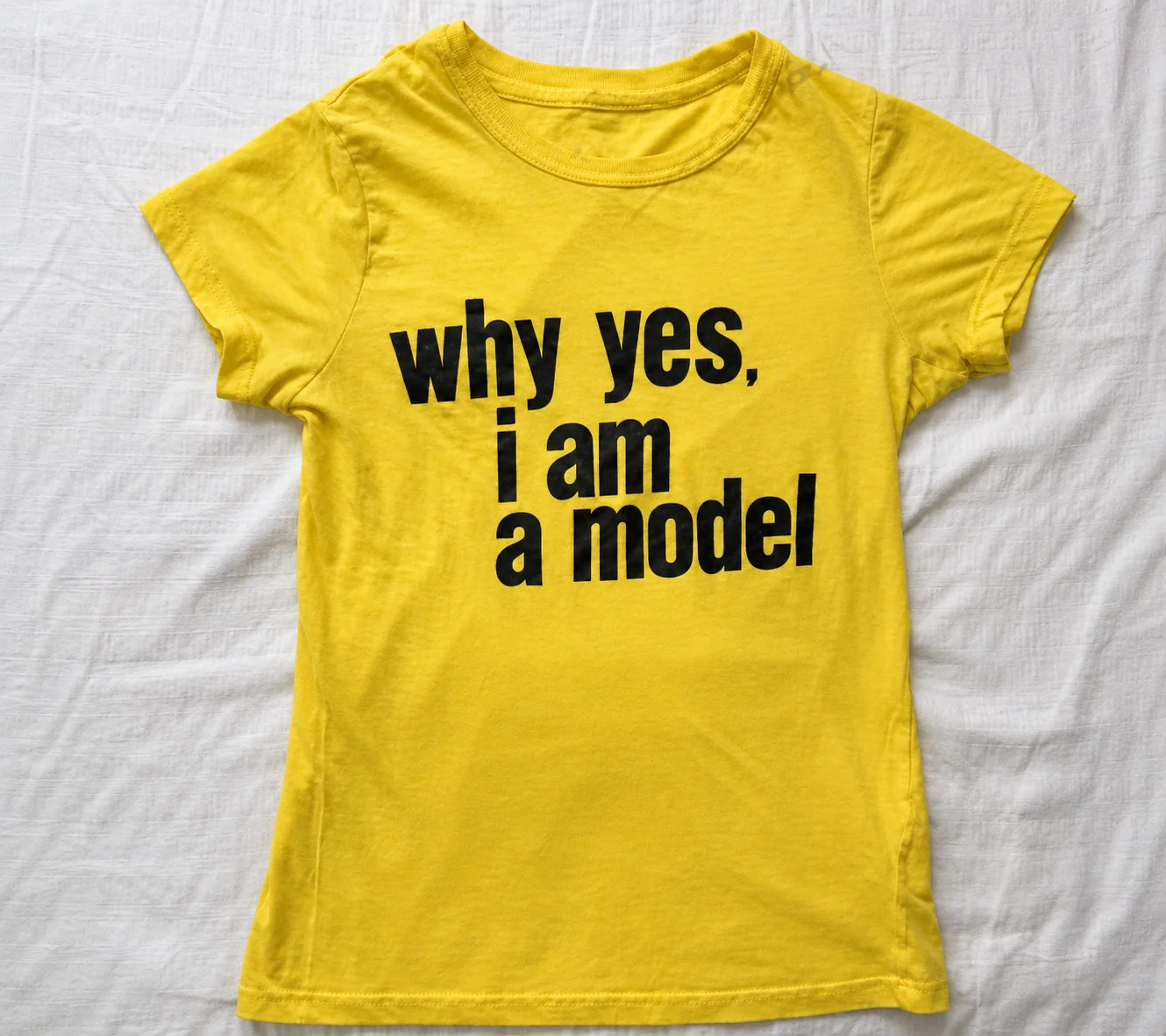 Why Yes. I am Model Baby Tee – Black T-Shirt - Image 2