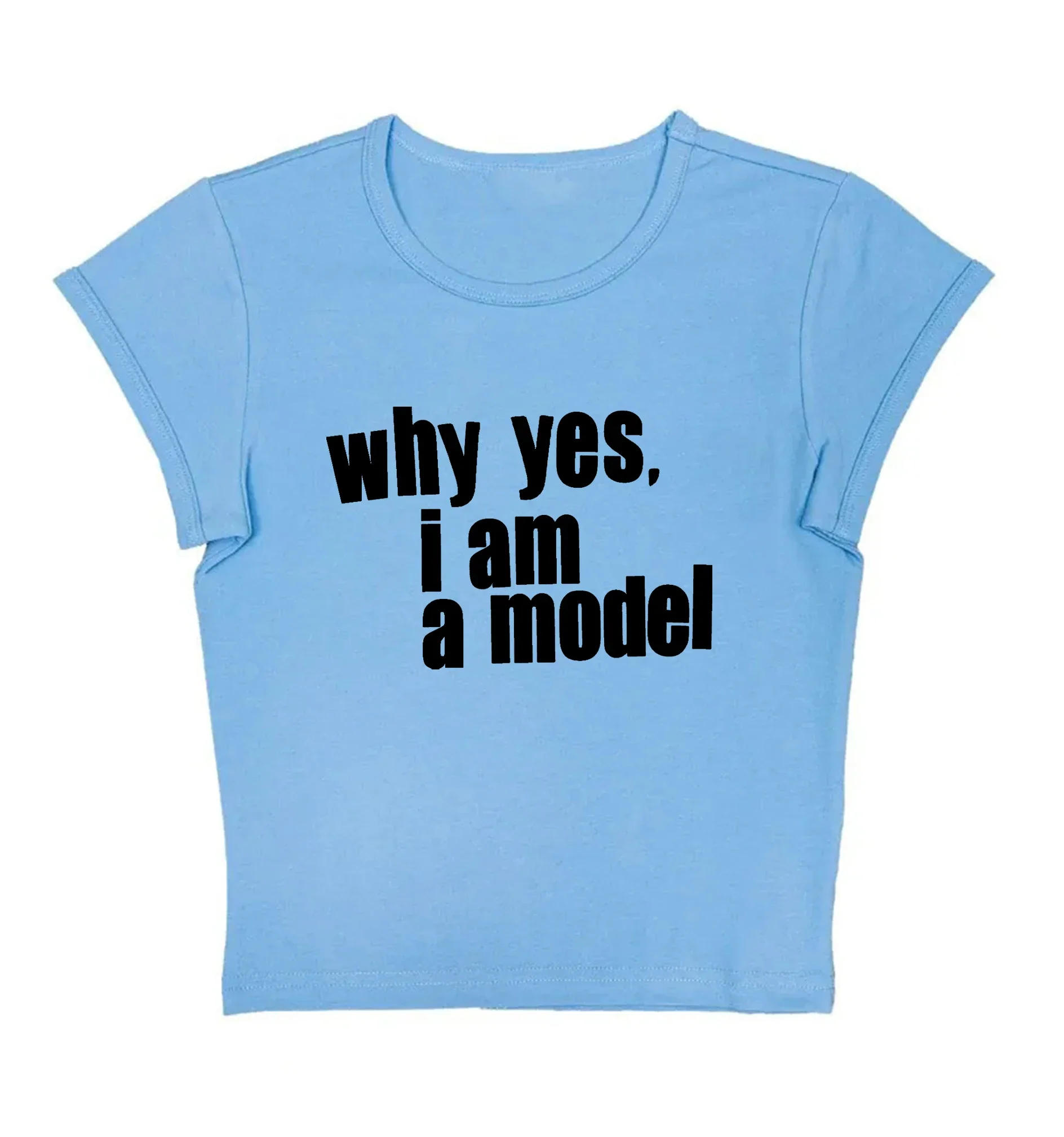 Why Yes. I am Model Baby Tee – Black T-Shirt - Image 5